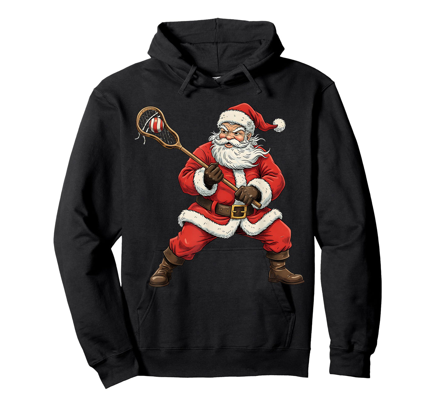 Christmas Santa Playing Lacrosse Lax Player Xmas Sport Lover T-Shirt
