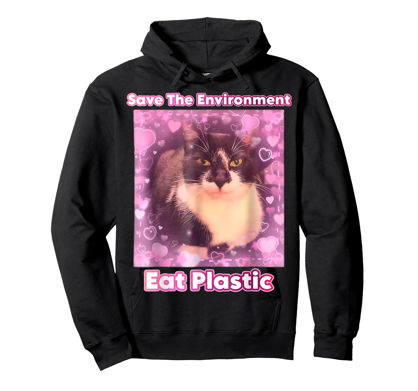 Save The Environment Eat Plastic Cat Meme Funny Memes Gen Z T-Shirt