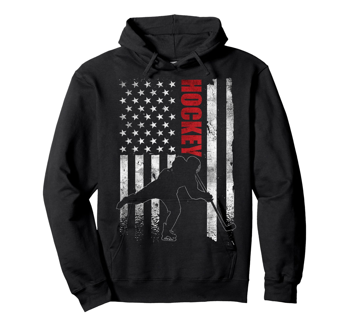 Vintage Ice Hockey American Flag Ice Hockey Player 4th July T-Shirt