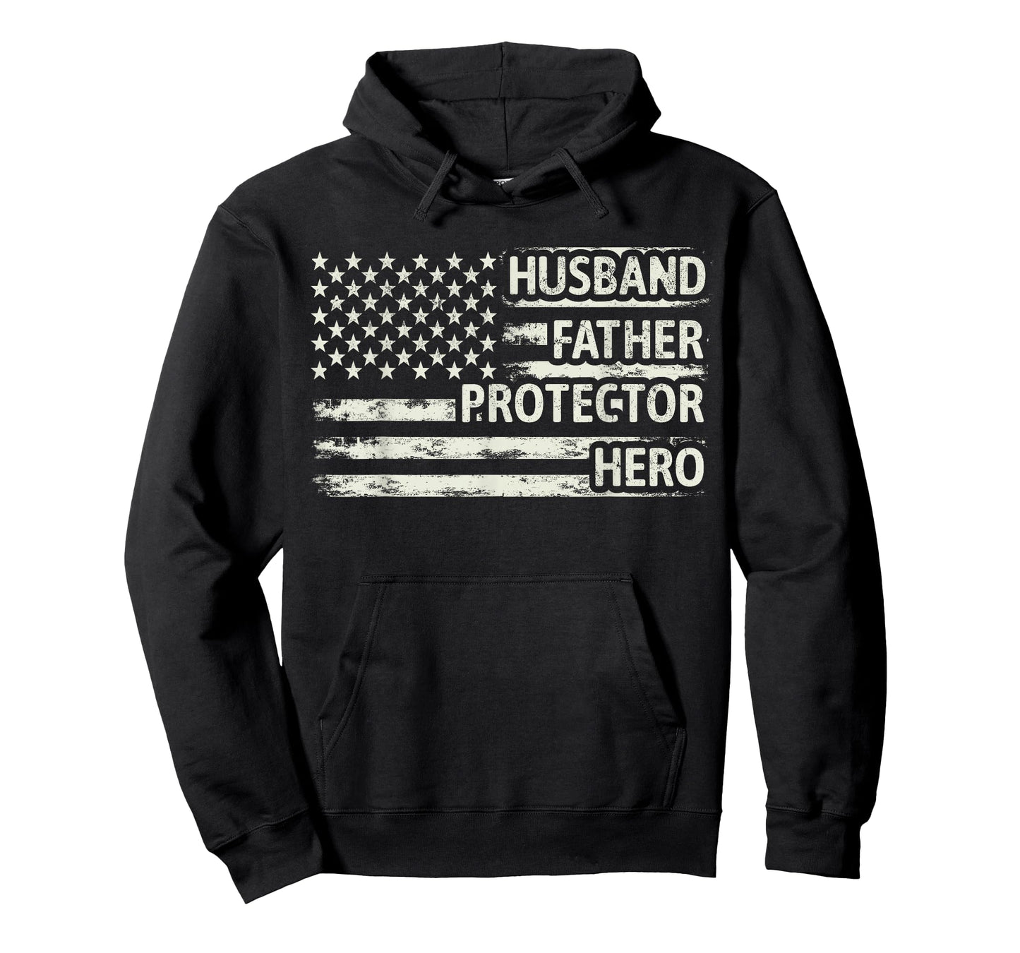 Husband Father Protector Hero Dad American Flag Father Day T-Shirt for Men