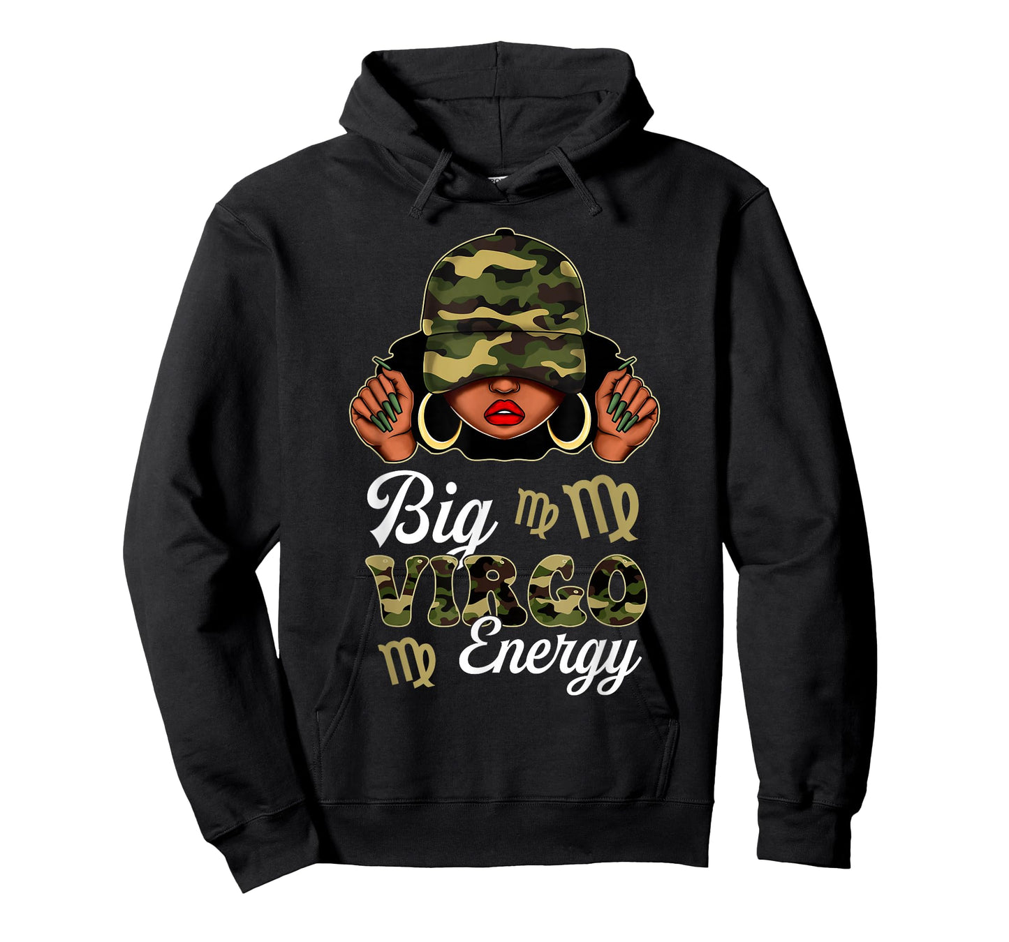 Big Virgo Energy Black Woman Camouflage Zodiac Sign T-Shirt
