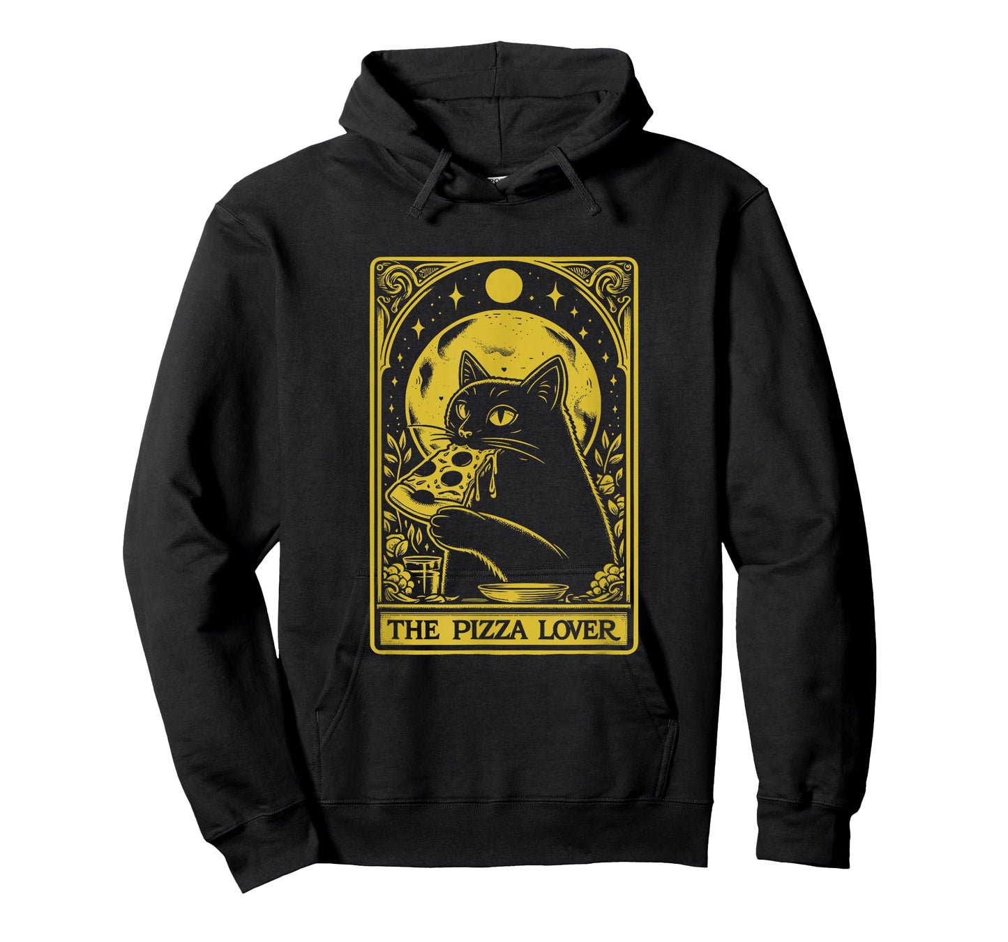 The Pizza Lover Cat Vintage Gothic Tarot Card T-Shirt