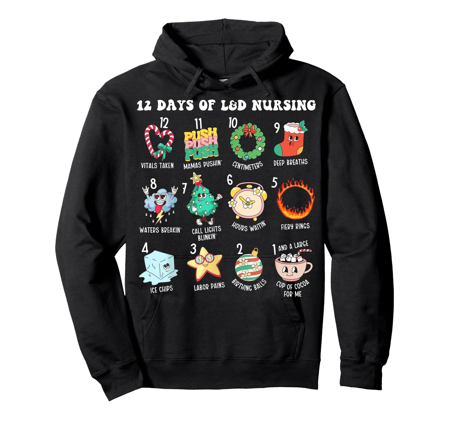 12 Days Of L&D Unit Nursing Labor & Delivery Nurse Christmas T-Shirt