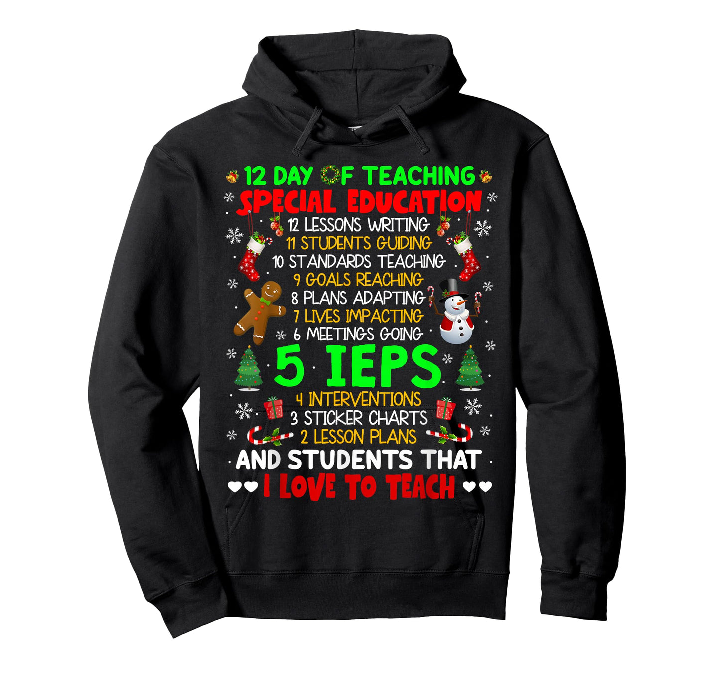 12 Days of Teaching Special Education IEPS SPED Teacher Xmas T-Shirt