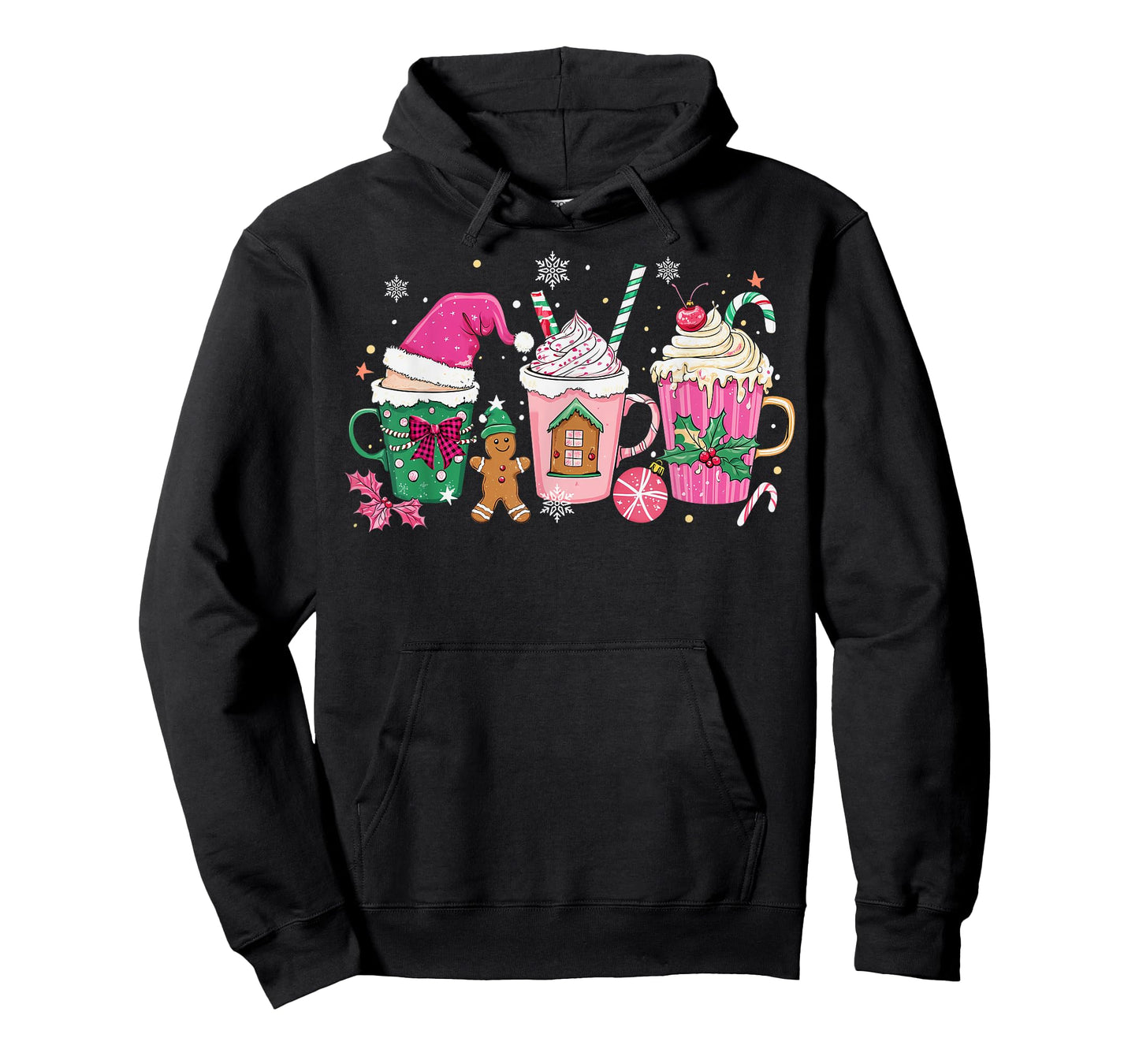 Coffee Christmas Gingerbread Pink Women Latte Cozy Winter T-Shirt