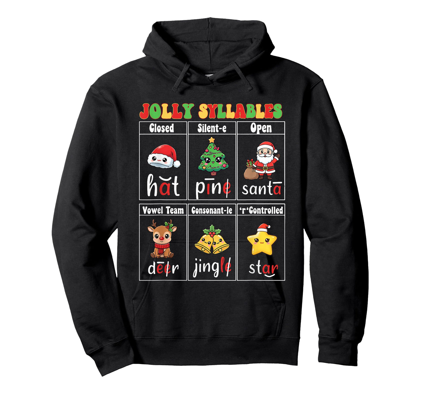 Christmas Jolly Syllables Teacher Students Funny Six Types T-Shirt