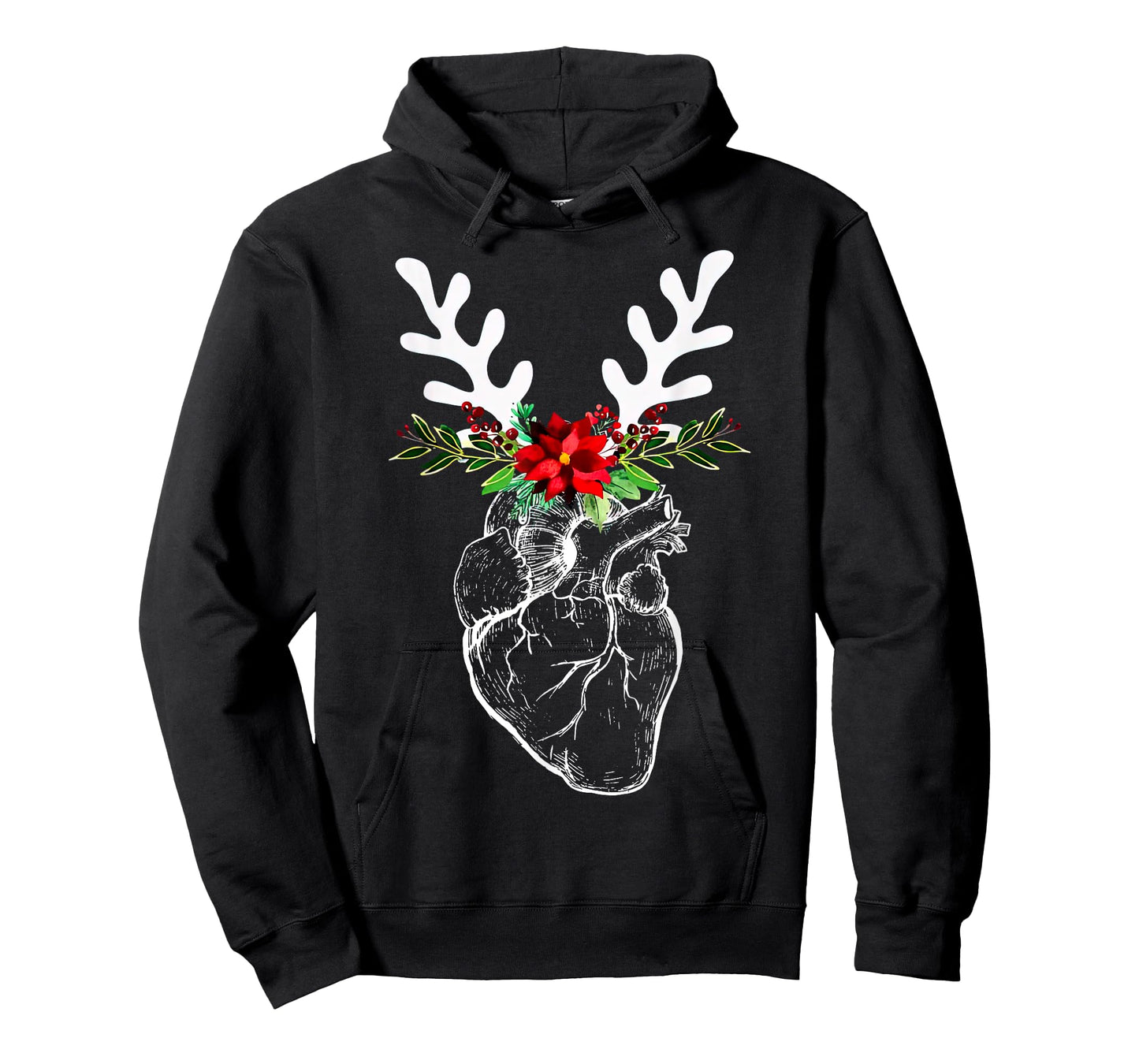 Anatomy Heart Floral Reindeer Christmas Cardiac Nurse T-Shirt