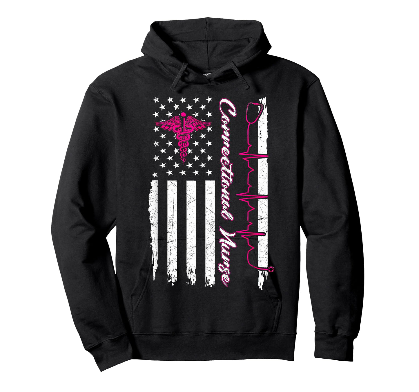 Correctional Nurse USA Flag Breast Cancer Nursing RN T-Shirt