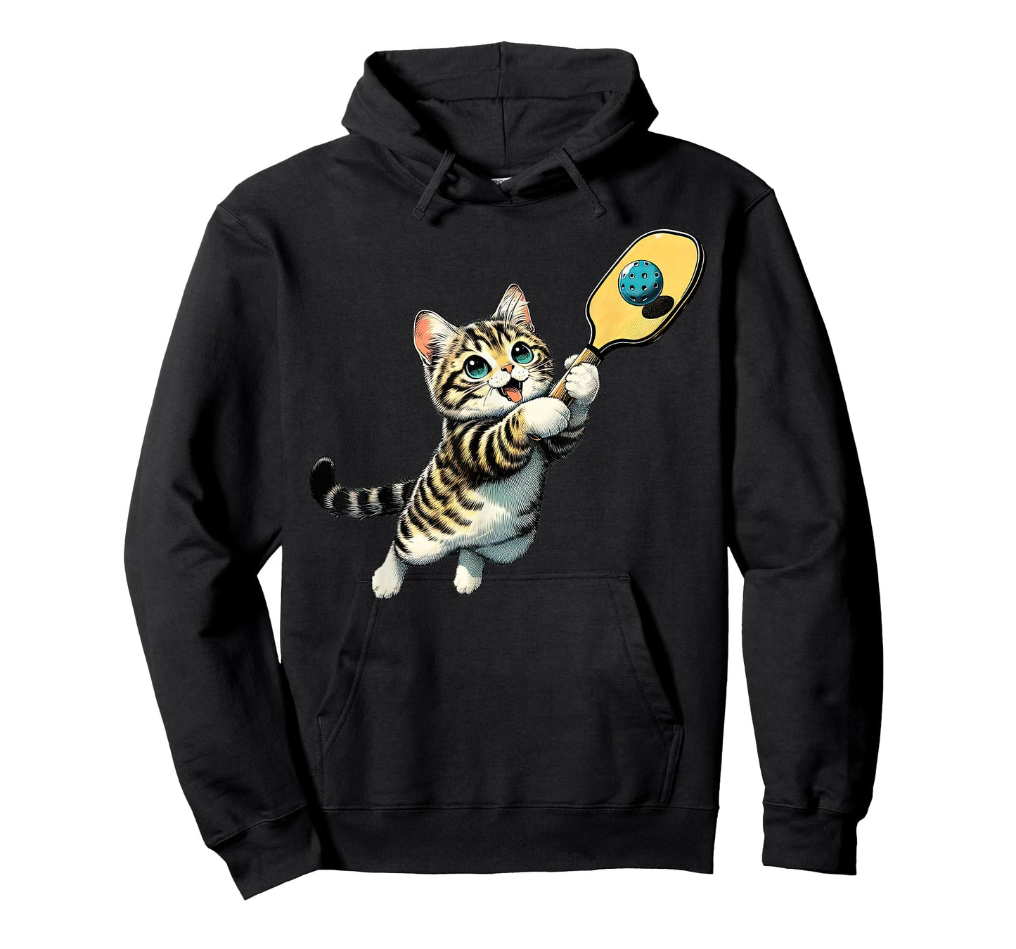 Funny Kitten Playing Pickleball Cute Cat Pickleball Player T-Shirt