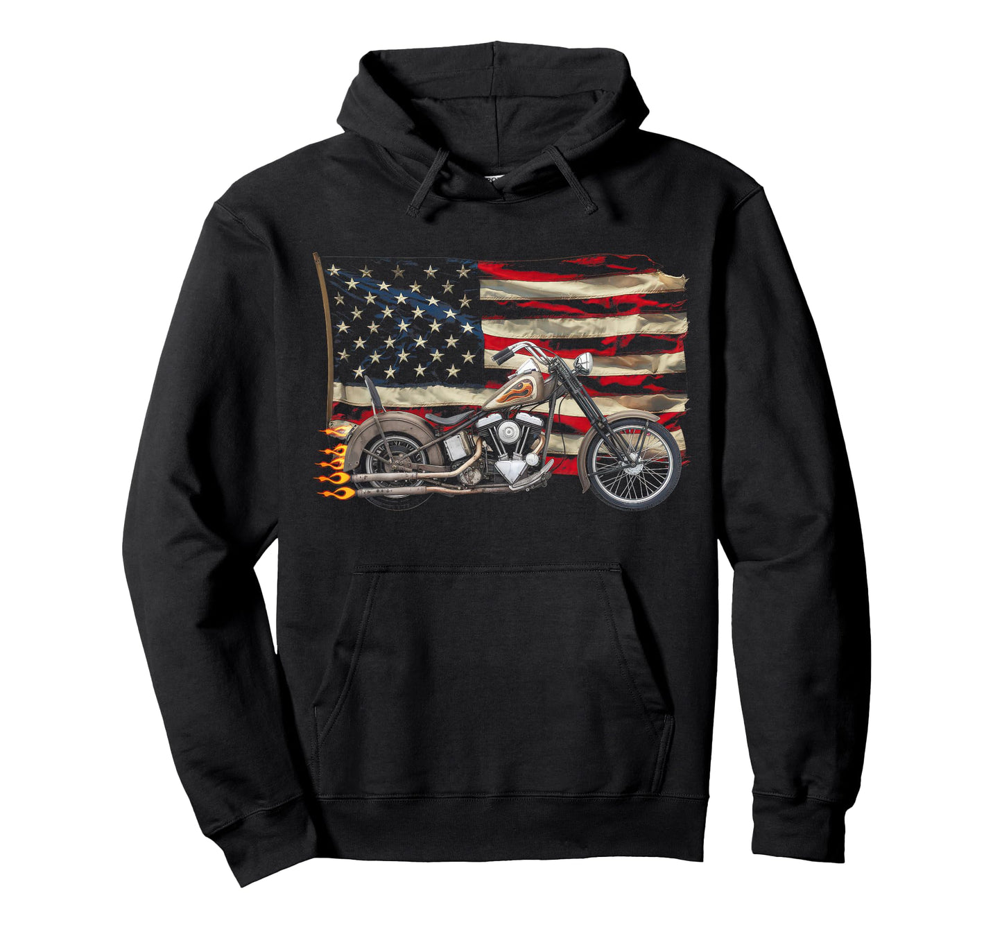 American Flag Motorcycle Tshirt USA Flag Biker Retro T-Shirt