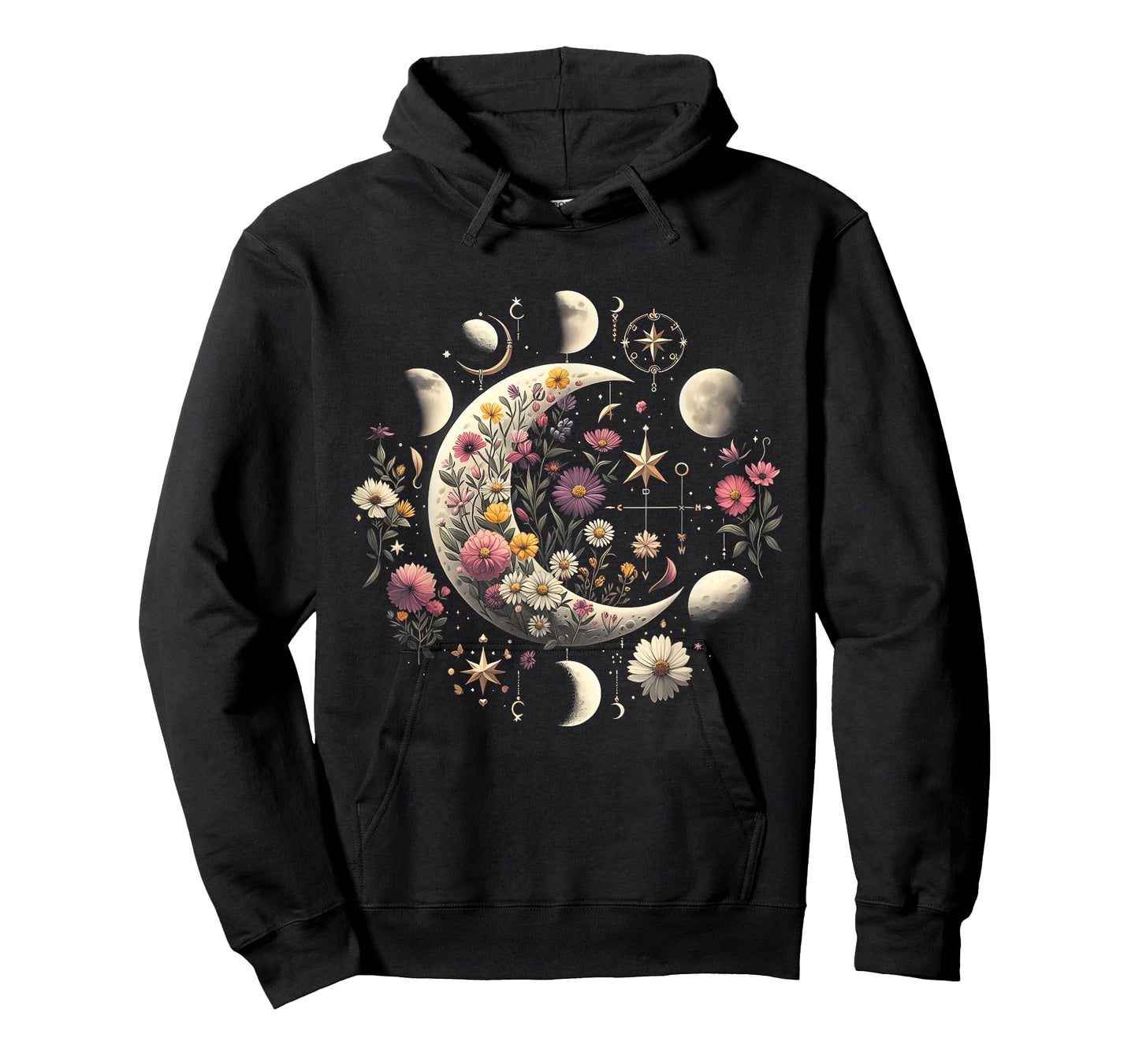 Celestial Moon Phase BOHO Wildflowers Zodiac Witchcore T-Shirt
