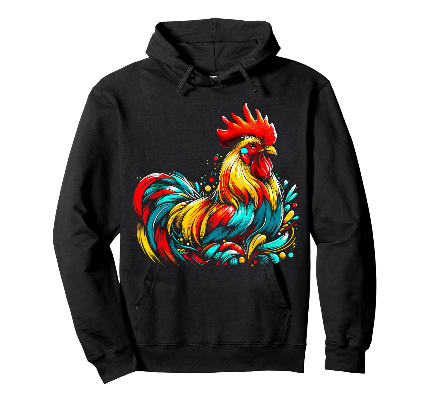 Chicken Colorful Farm Chicken T-Shirt, Small, Black