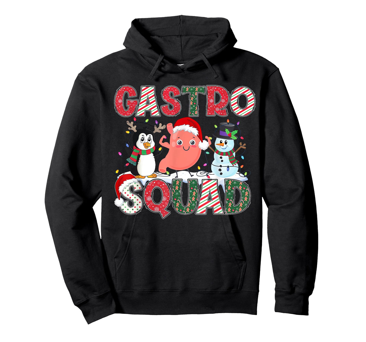 Gastro Squad GI Christmas Nurse T-Shirt - Men's Unisex Adult X-Small Black Short Sleeve Cotton Polyester Christmas Holiday T-Shirt