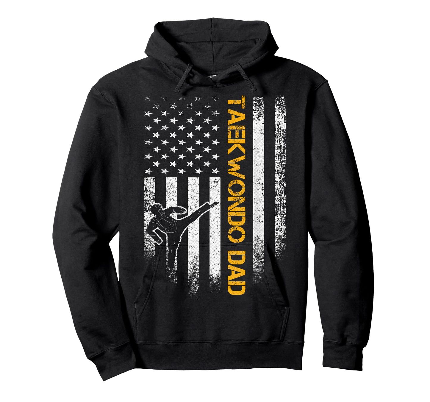 Vintage USA Flag Korea Taekwondo Training Dad Silhouette T-Shirt