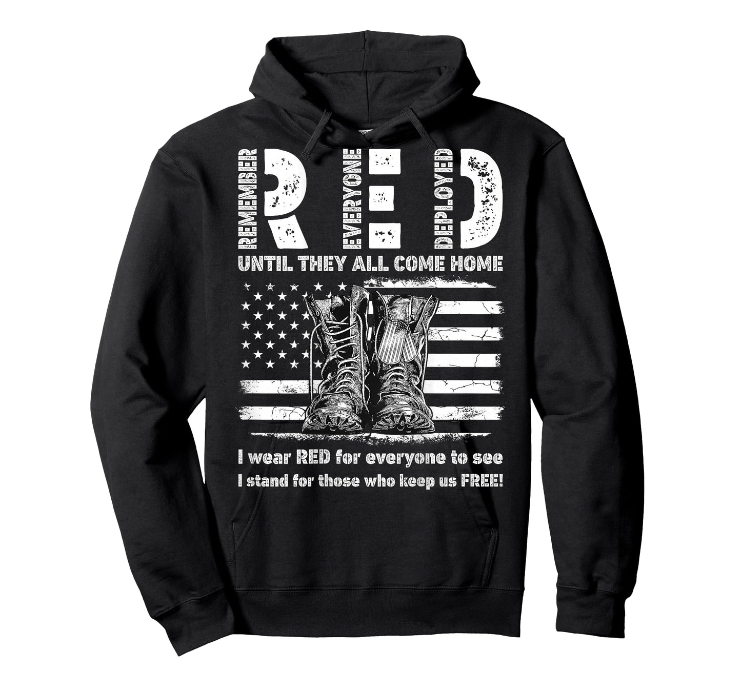 Red Friday Military USA Flag Until They Come Home On Back T-Shirt