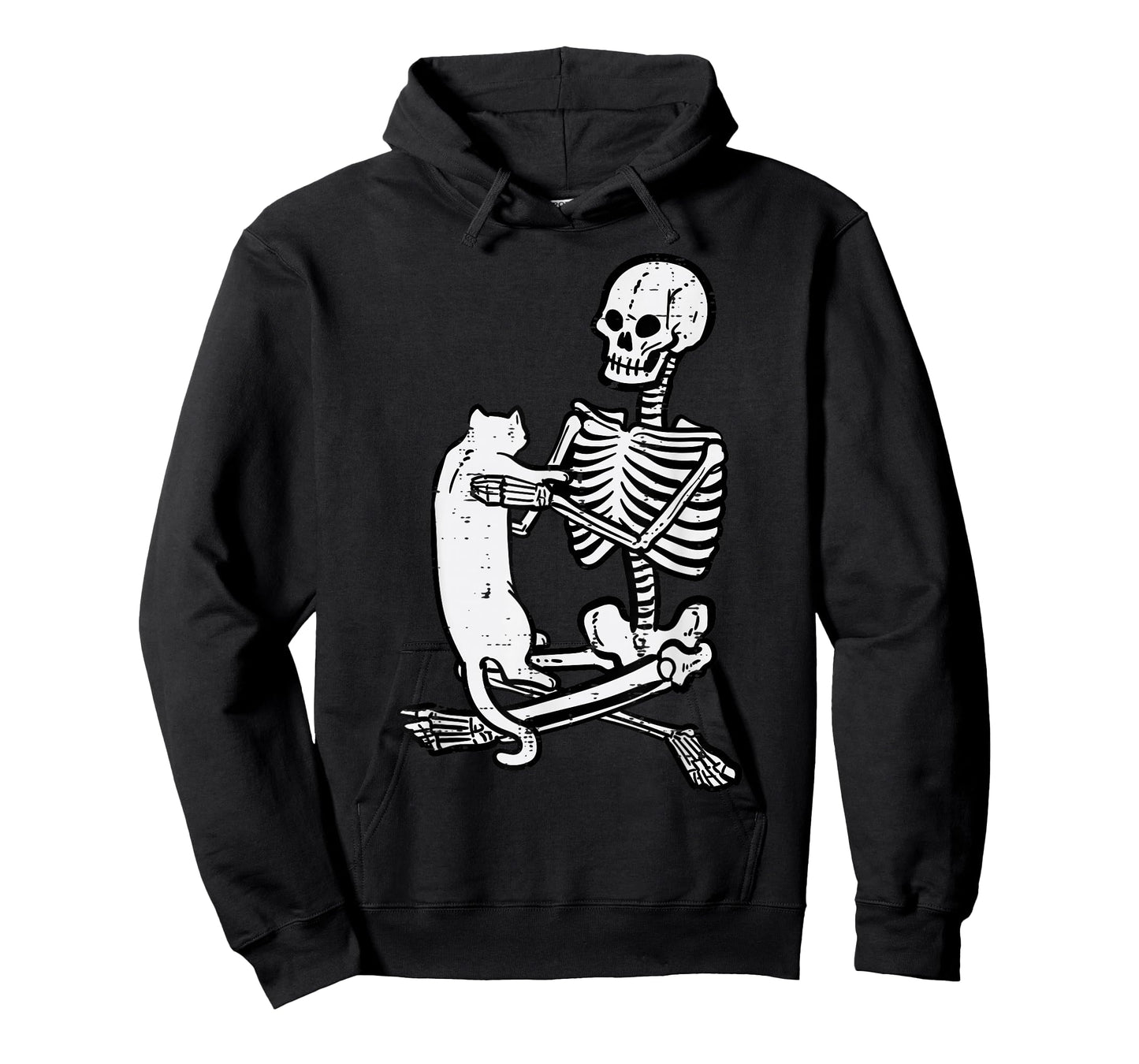 Skeleton Holding Cat Vintage Goth Halloween Men Women Kids T-Shirt