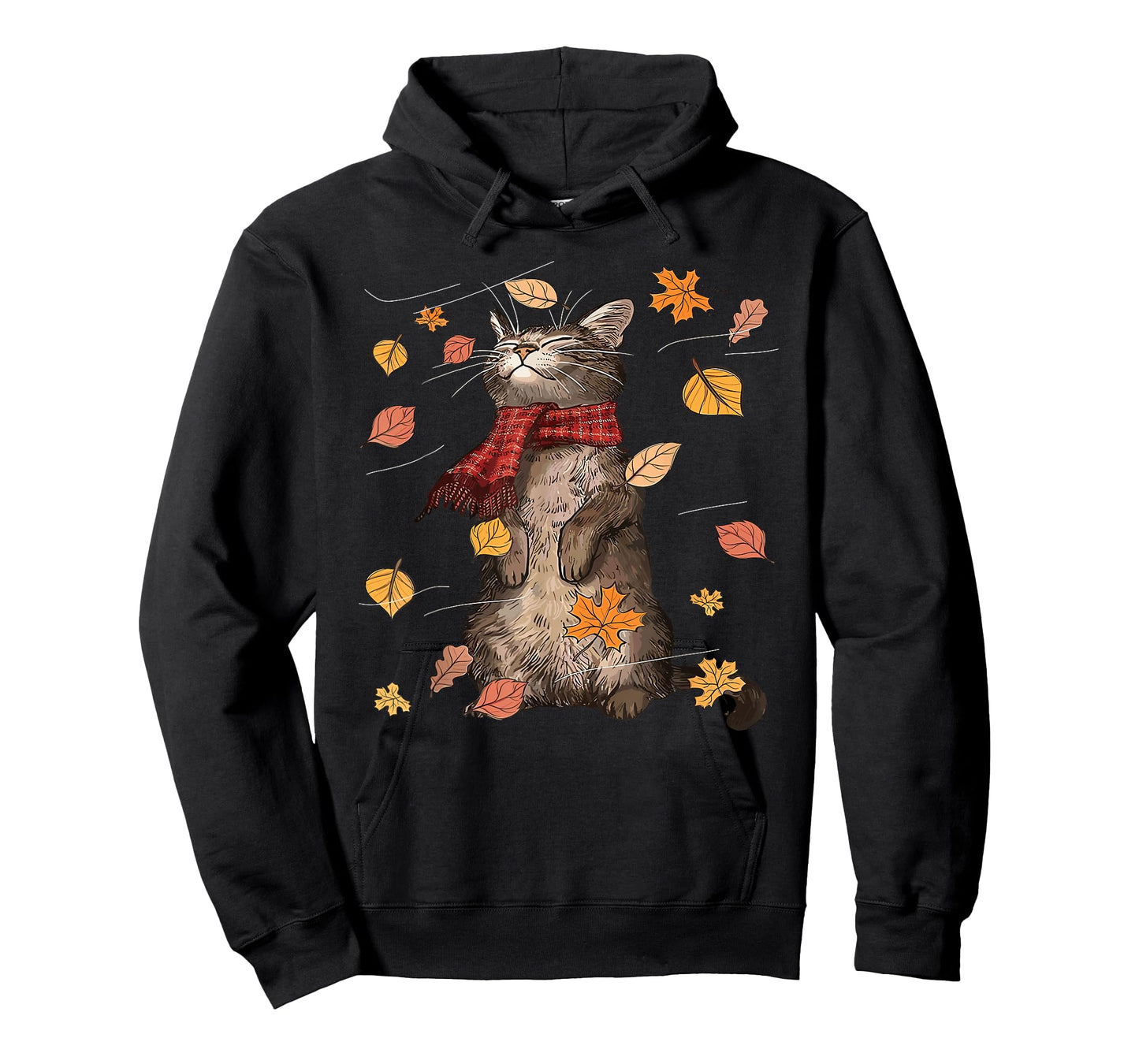 Funny Cat Thanksgiving Autumn Leaves Tree Chill Cat Fall T-Shirt