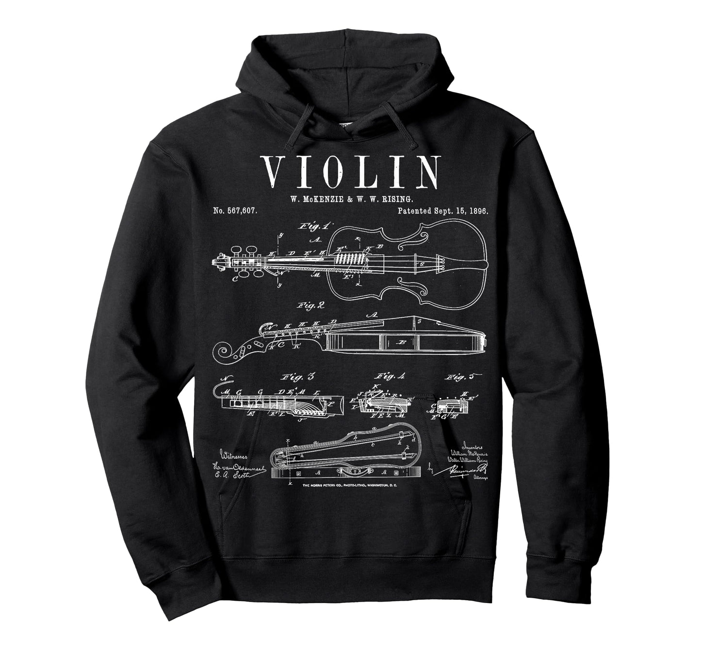 Violin Old Vintage Patent Drawing Print T-Shirt