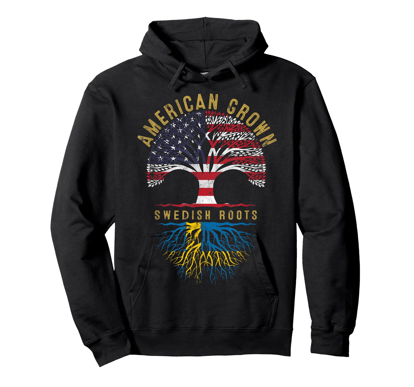 American Grown Swedish Roots Tree Flag Family Heritage T-Shirt
