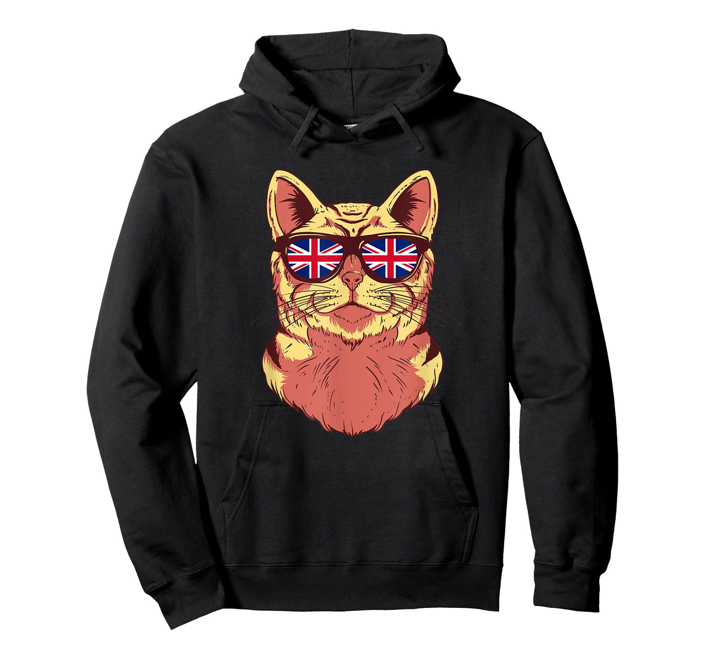 United Kingdom Flag British Cat Sunglasses Funny Cat Lover Men Women Kids T-Shirt
