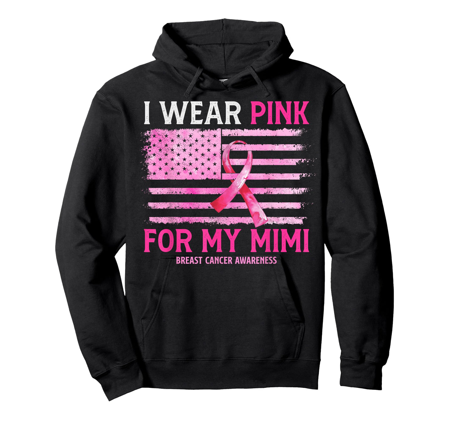 I Wear Pink For My Mimi Breast Cancer American Flag T-Shirt