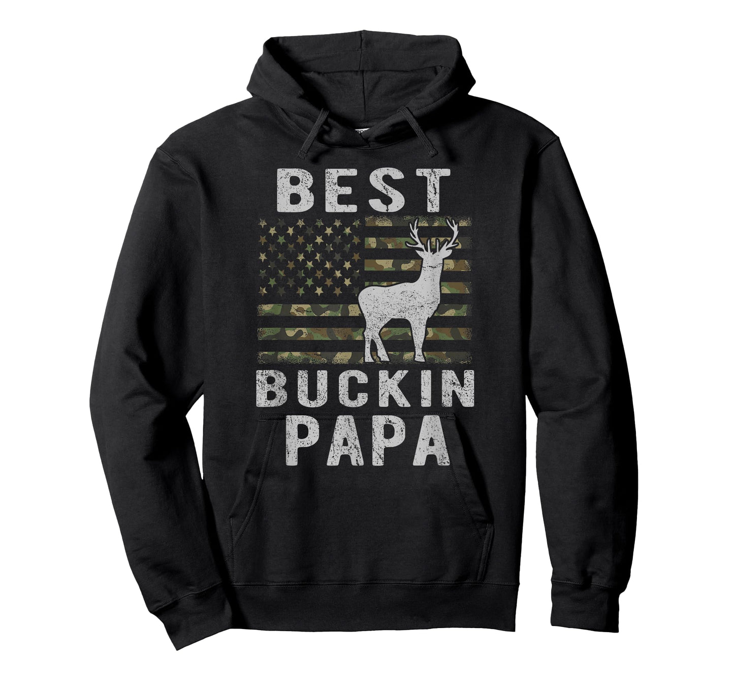 Best Bucking Papa Camouflage American Flag Deer Hunting T-Shirt