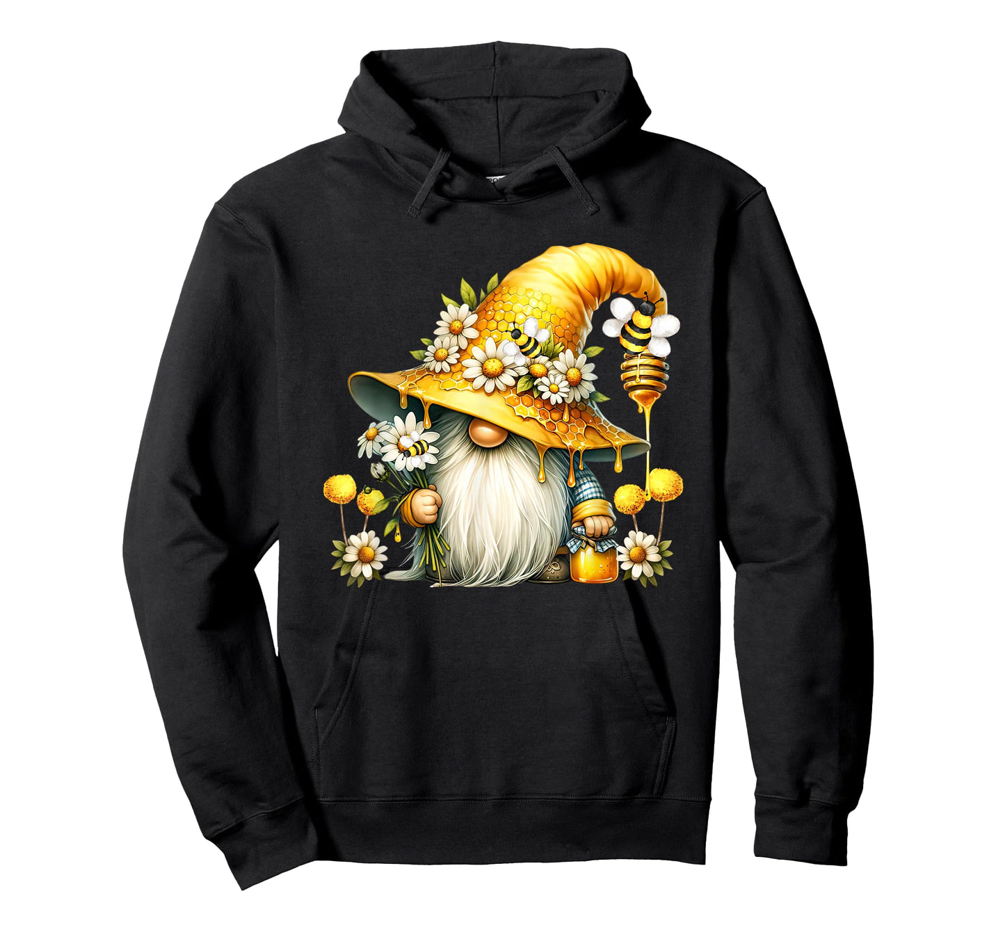 Bee Gnome Graphic for Women Daisy Flowers Funny Hippie Gnome T-Shirt