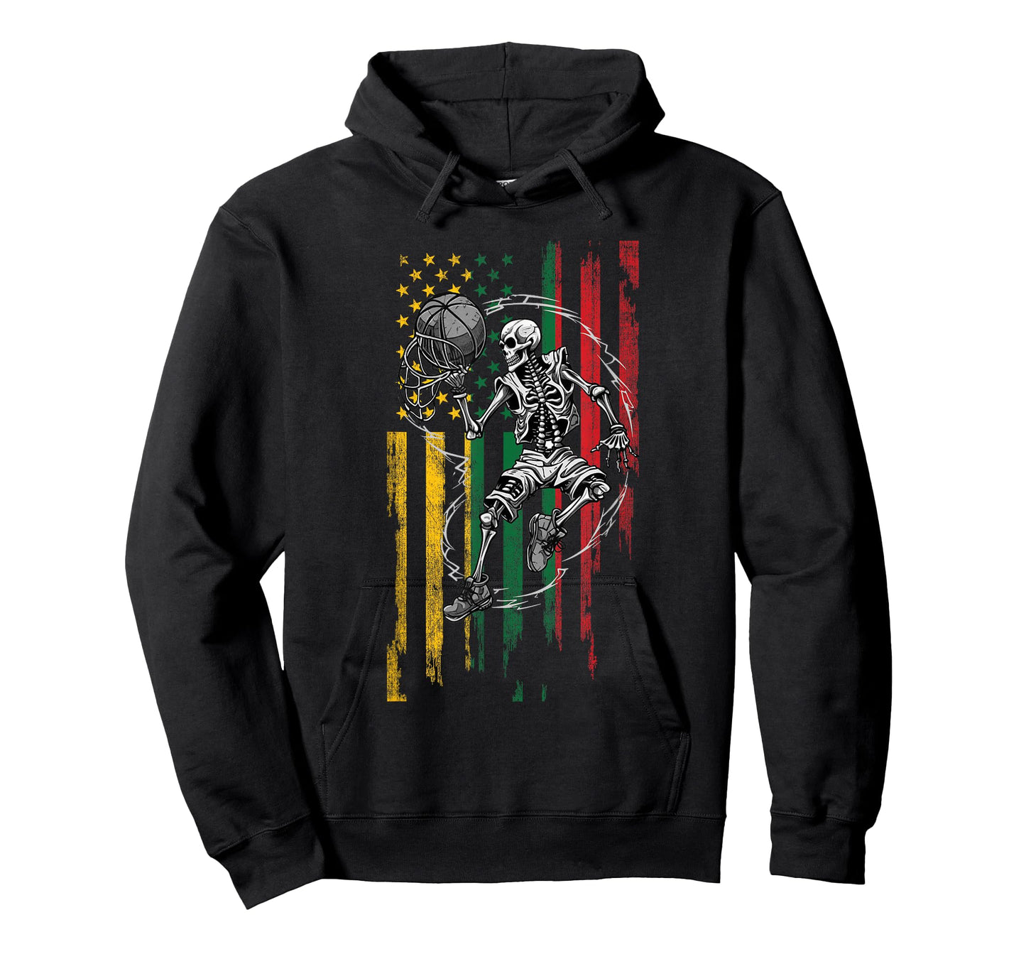 Lithuanian American Flag Skeleton Playing Basketball T-Shirt