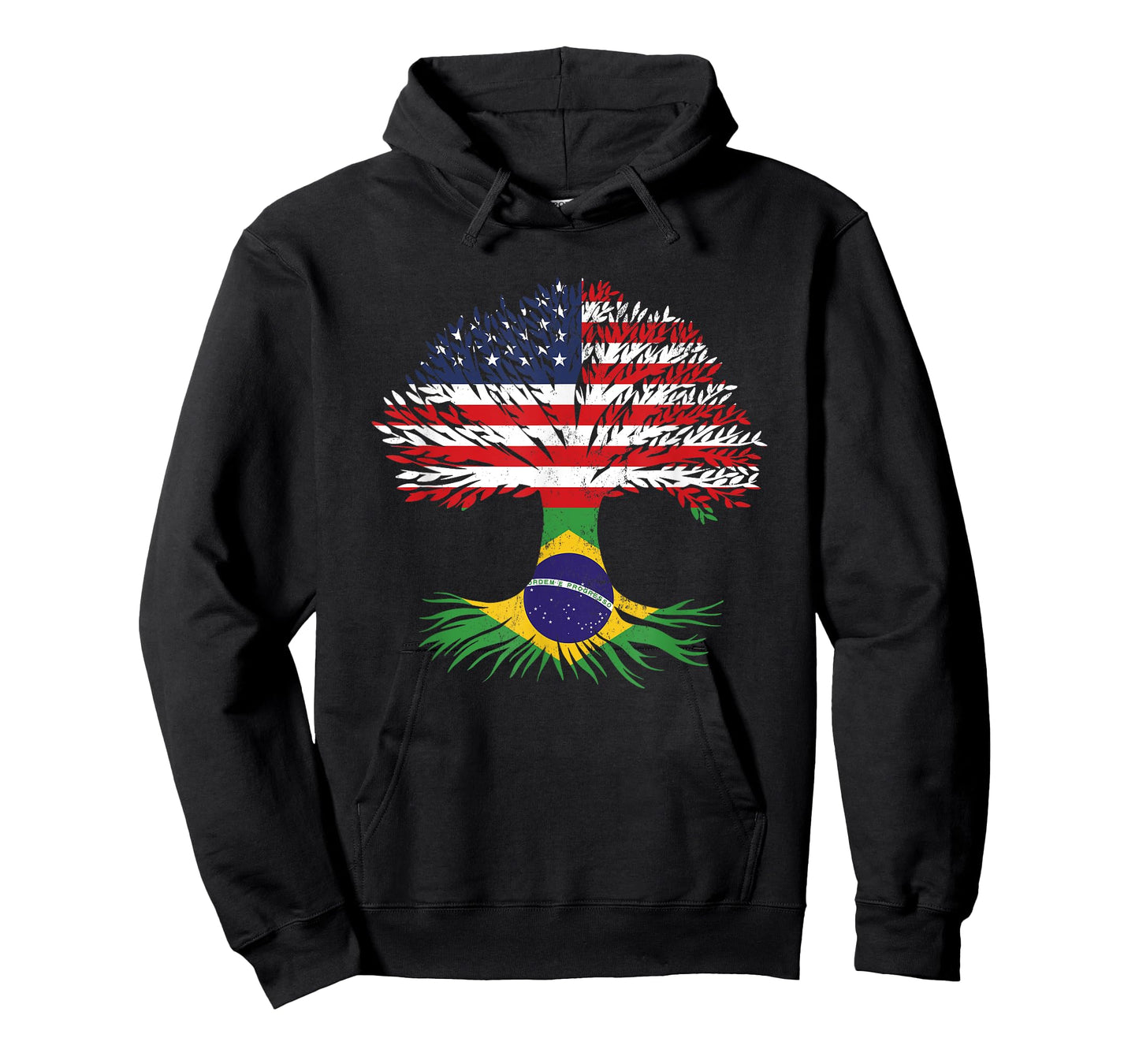 Grown Up American Brazilian Roots American Flag Brazil T-Shirt for Women Kids Men