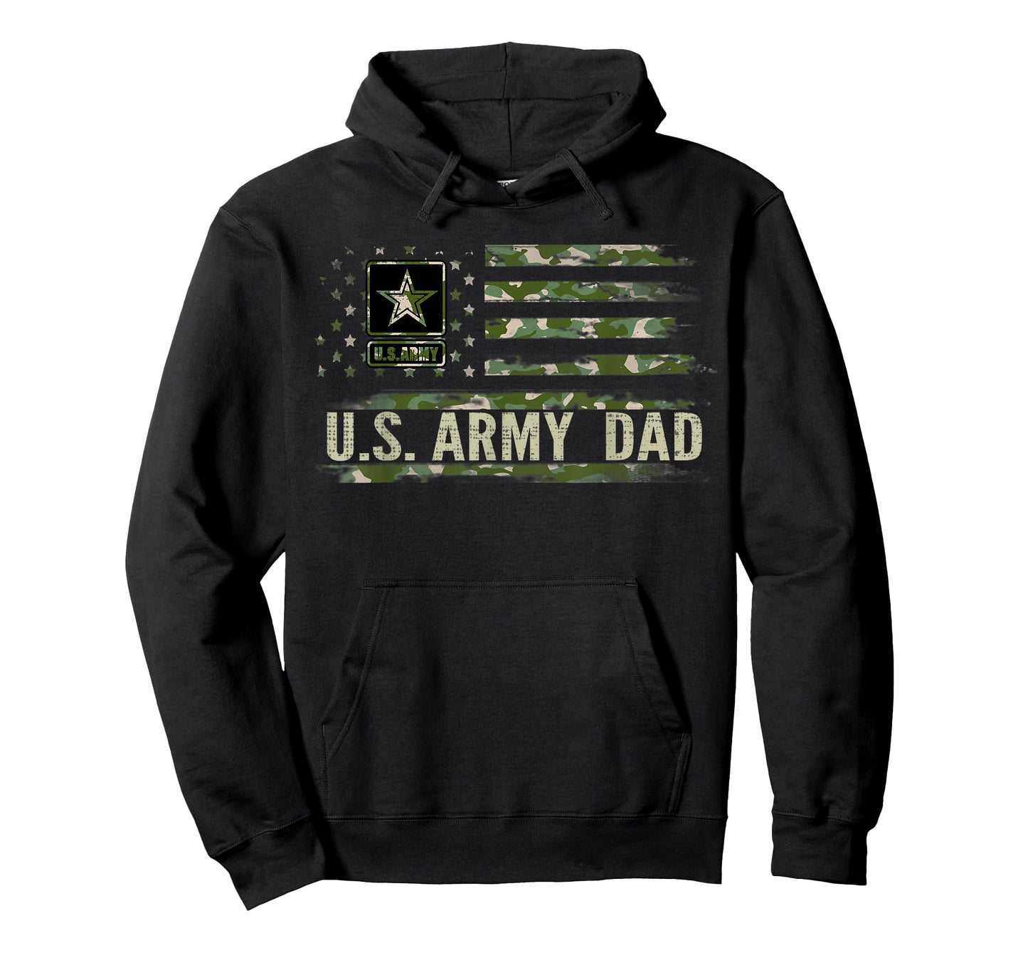 Vintage U.S Army Dad with Camo American Flag Veteran Gift T-Shirt
