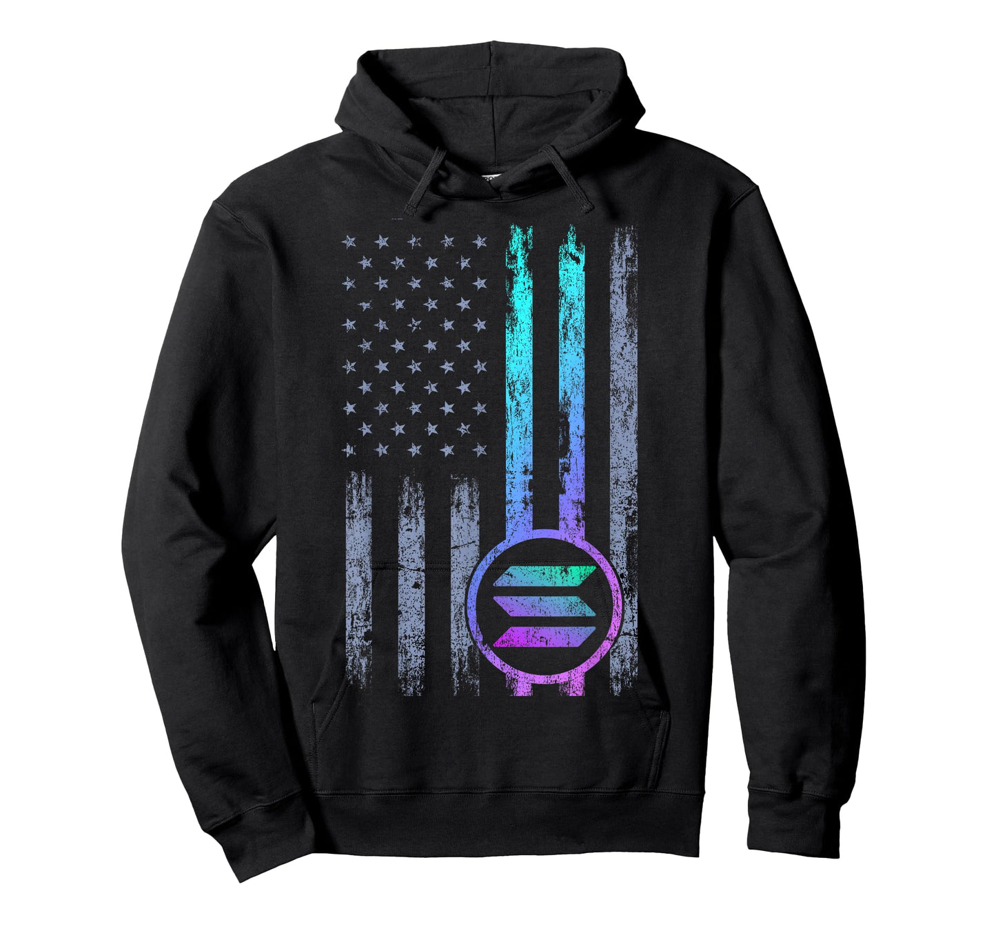 Solana Crypto Blockchain Solana Coin Distressed USA Flag T-Shirt