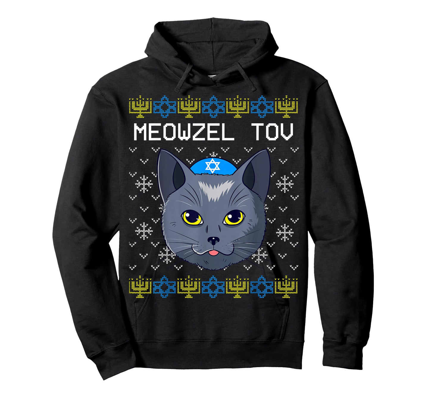 Meowzel Tov Ugly Hanukkah Cat Chanukah Jewish T-Shirt