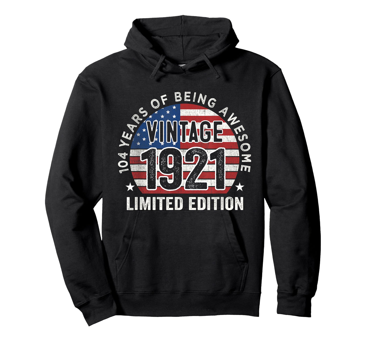 104th Birthday Gifts Men Vintage 1921 104 Years Old USA Flag T-Shirt