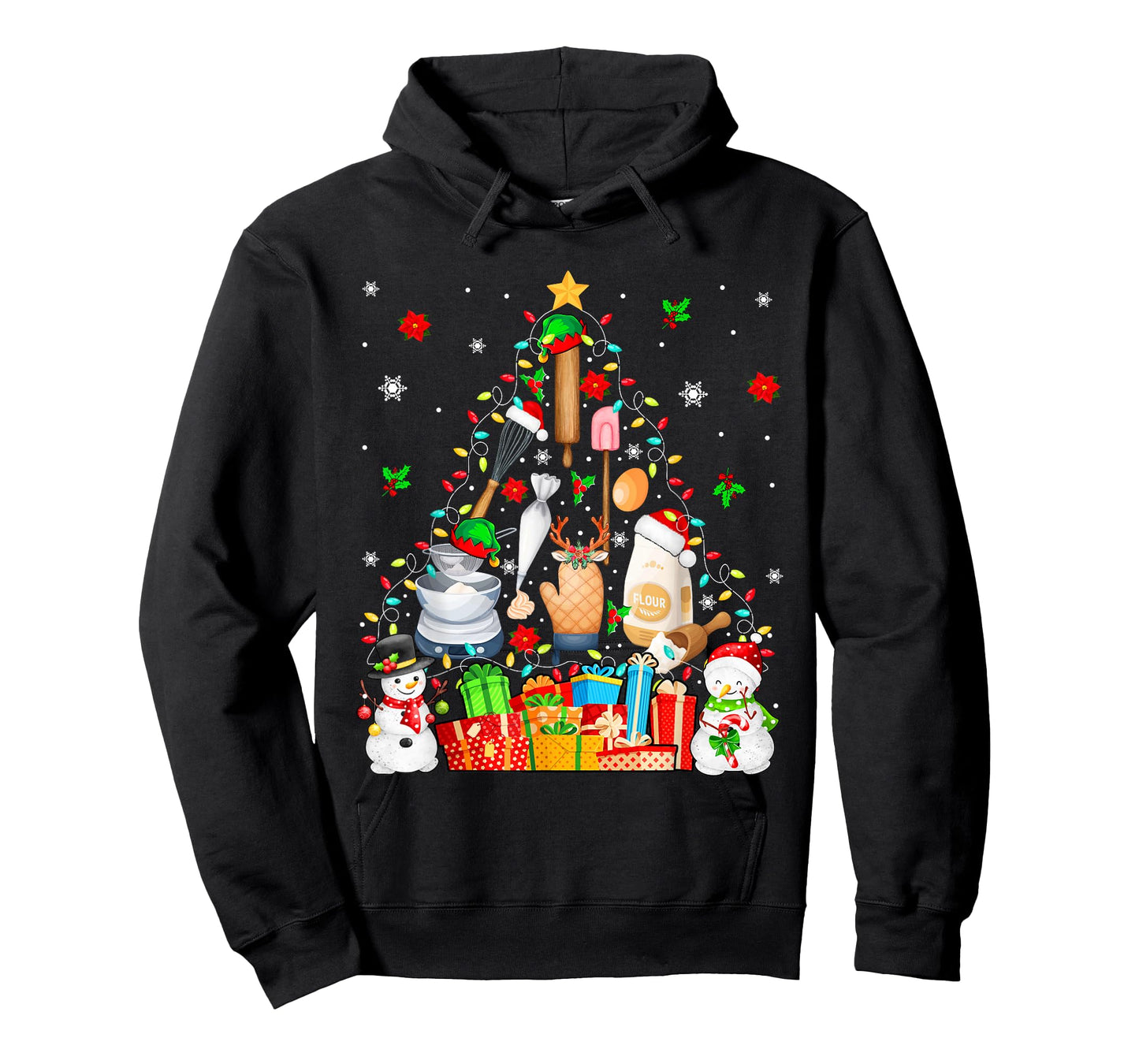 Baking Tools As Christmas Tree Xmas Lights Snowmen Baker T-Shirt