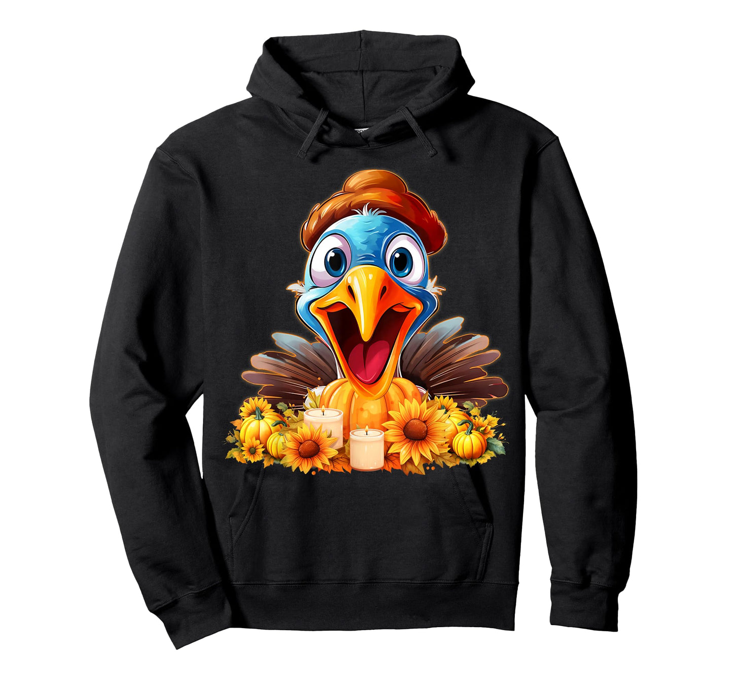 Cute Thanksgiving Turkey with Pumpkins & Sunflowe Girls Boys T-Shirt