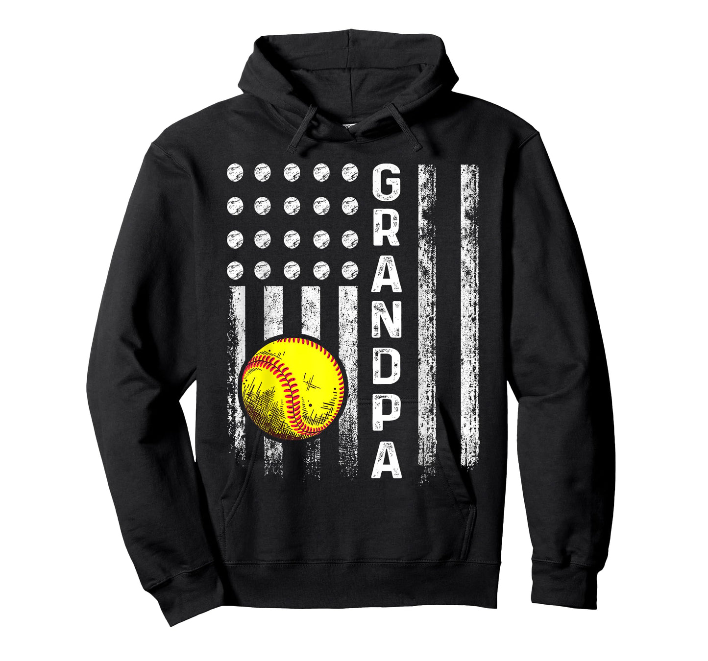 Softball Grandpa American Flag Father's Day 4th Of July T-Shirt