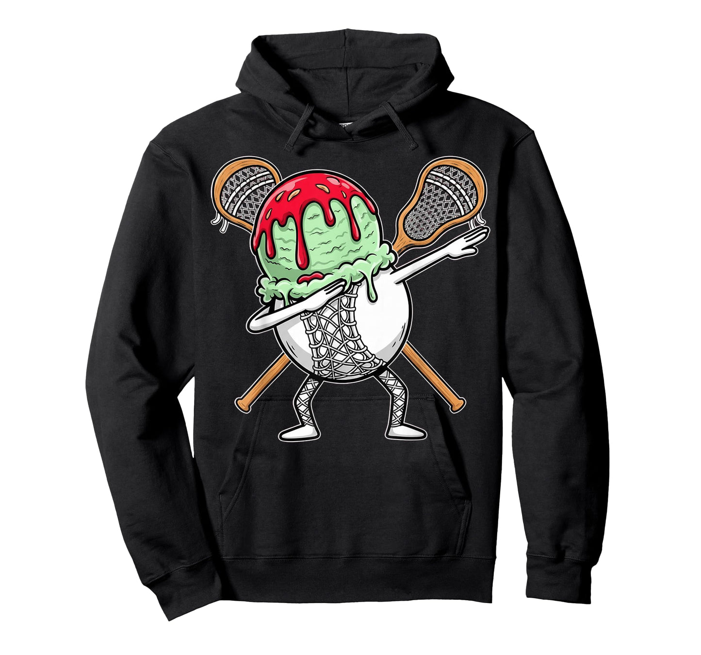 Dabbing Lacrosse Ball Drip Ice Cream Kids Youth Boys Girls T-Shirt