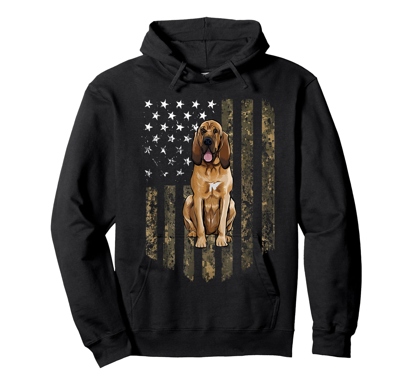 Camo American Flag Bloodhound 4th of July USA T-Shirt