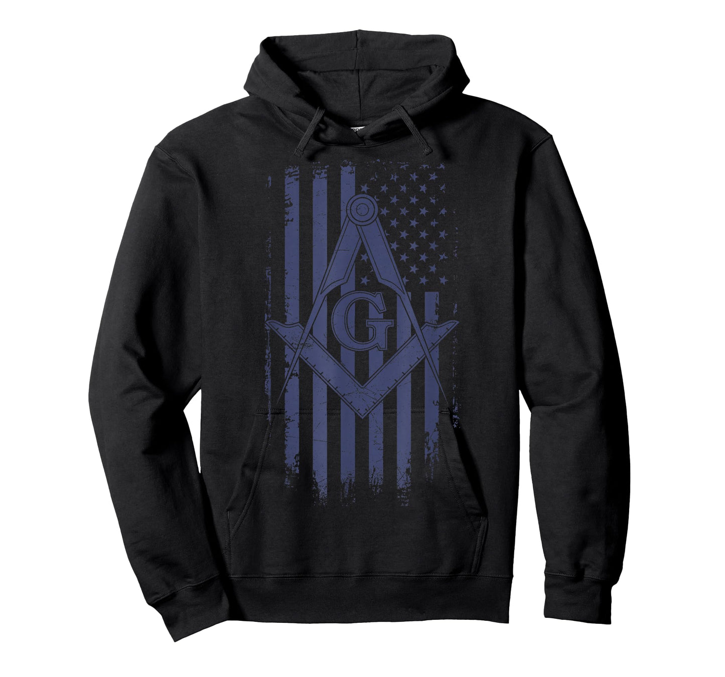 Masonic American Flag Square & Compass Freemason Navy Blue T-Shirt