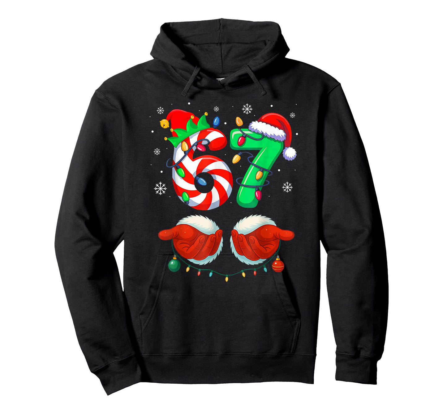 Funny Six Seven 67 Meme 6 7 Christmas Santa Hand Boys Teens T-Shirt