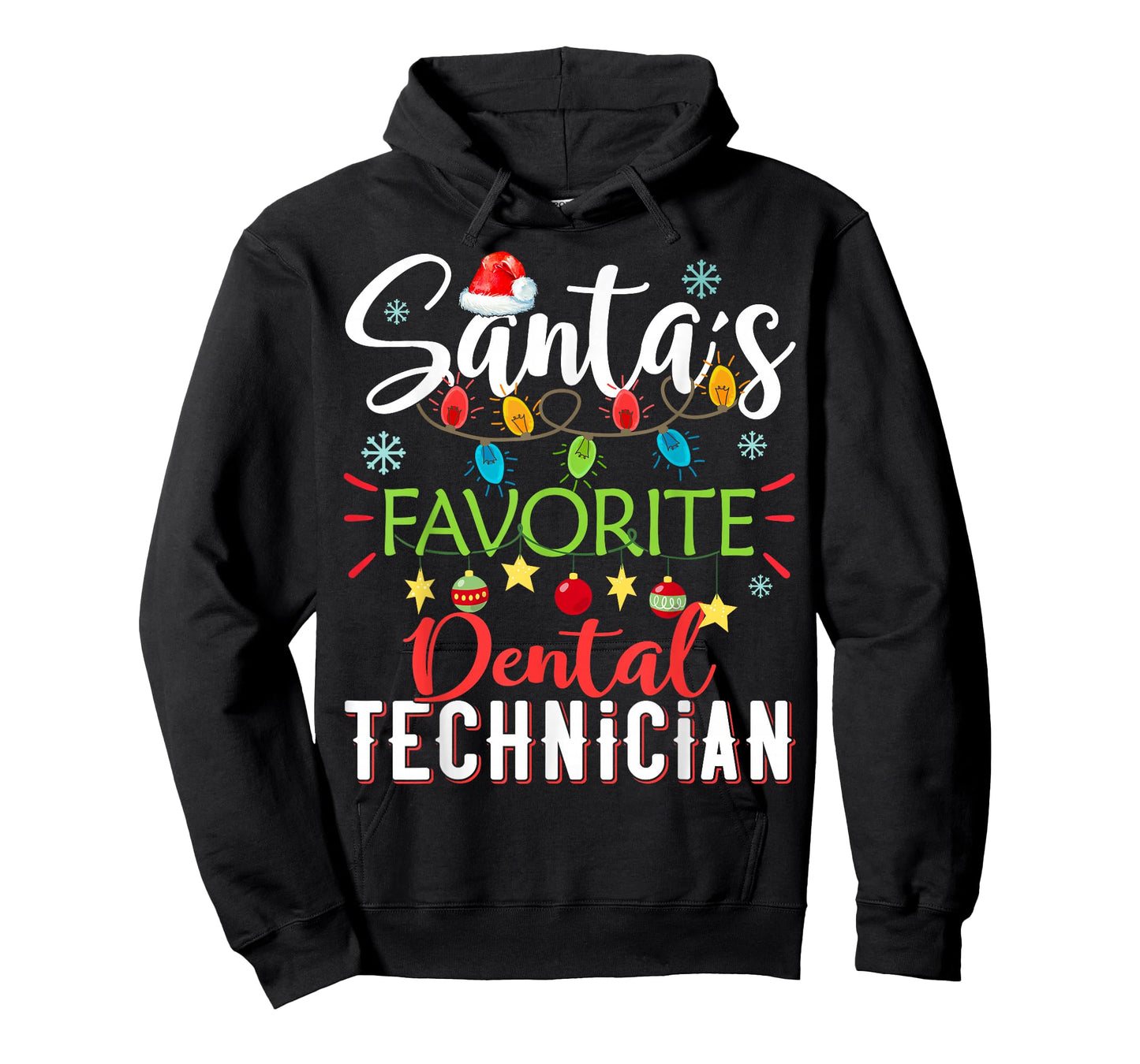 Santa's Favorite Dental Technician Light Santa Hat Christmas T-Shirt