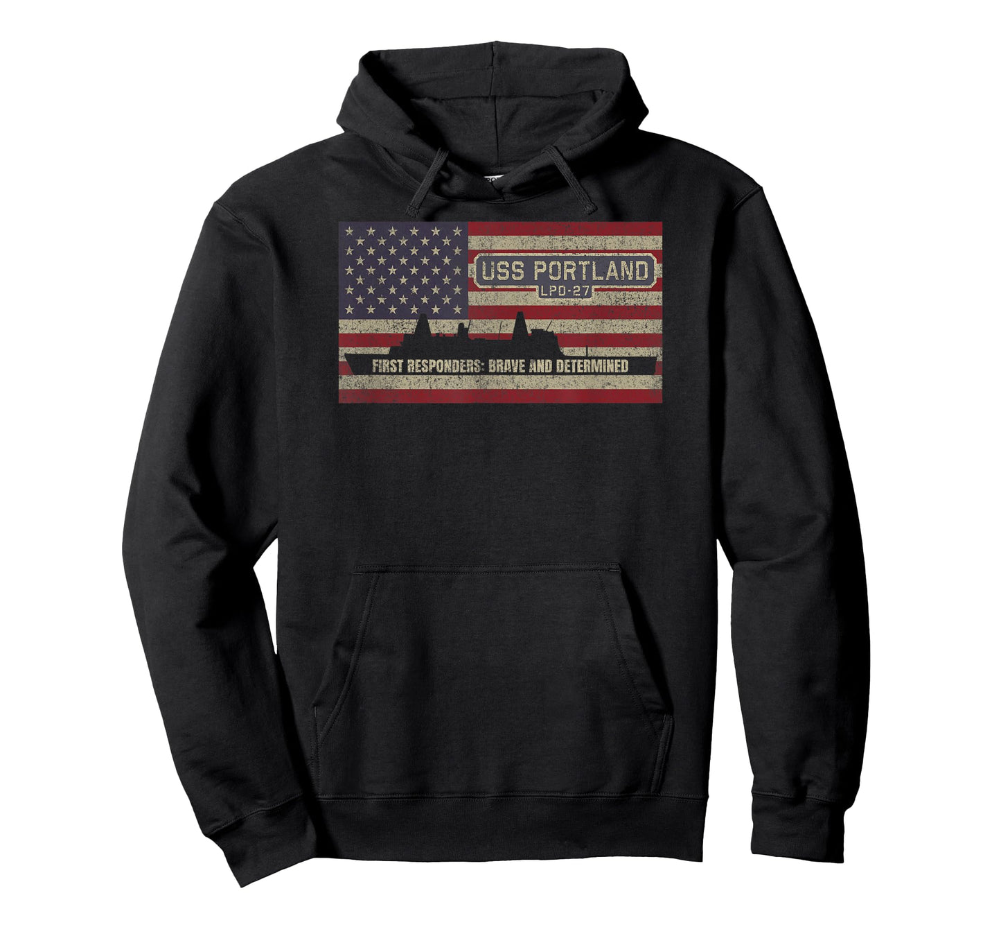 USS Portland LPD-27 Amphibious Transport Dock USA Flag T-Shirt