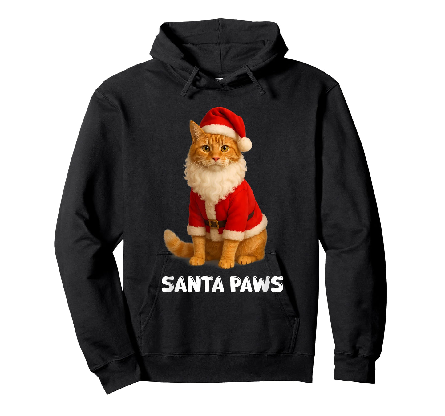 Santa Paws Funny Orange Tabby Cat Christmas Holiday T-Shirt
