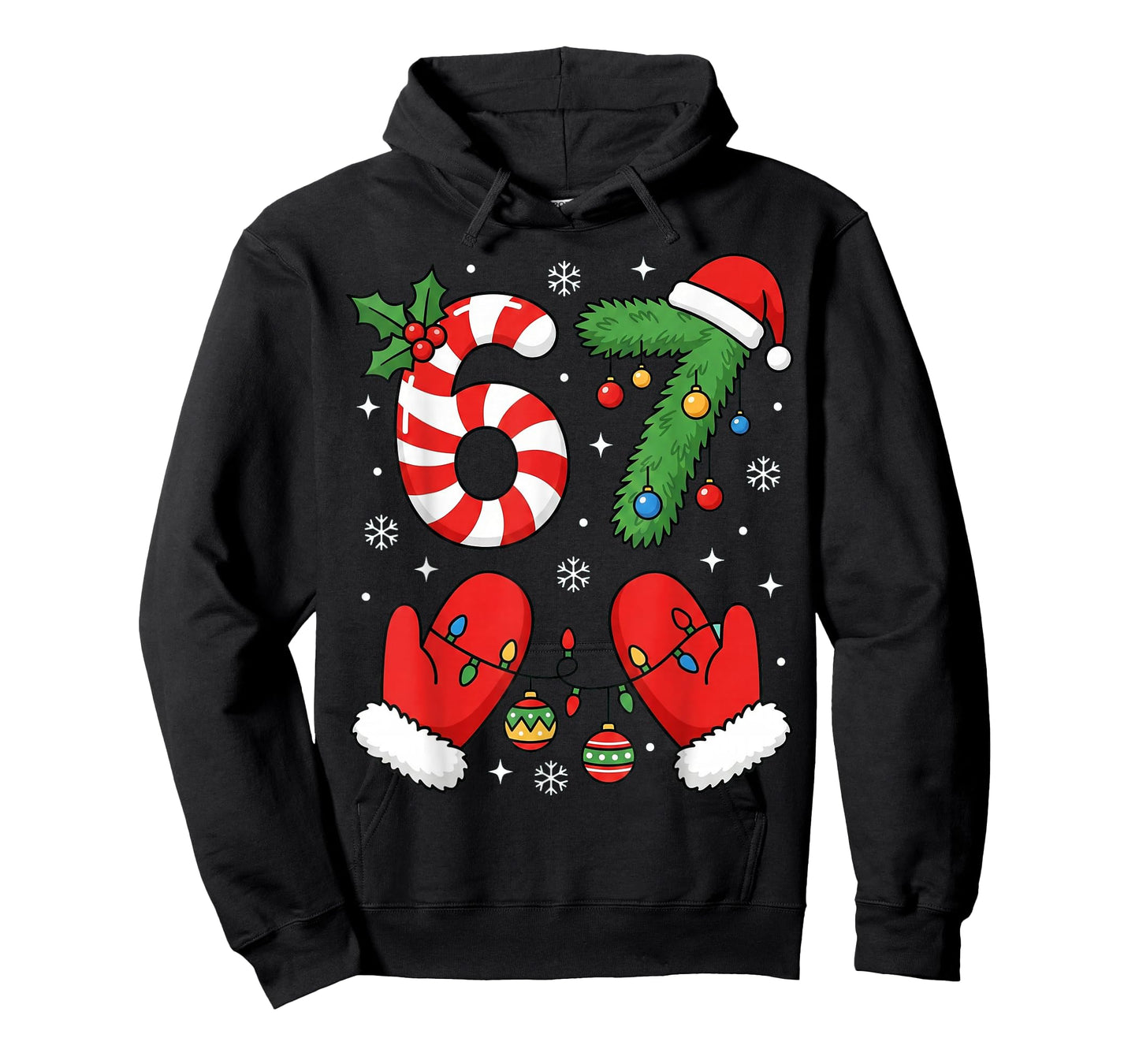 Trending Six Seven 67 Meme 6 7 Santa Hand Xmas Christmas T-Shirt