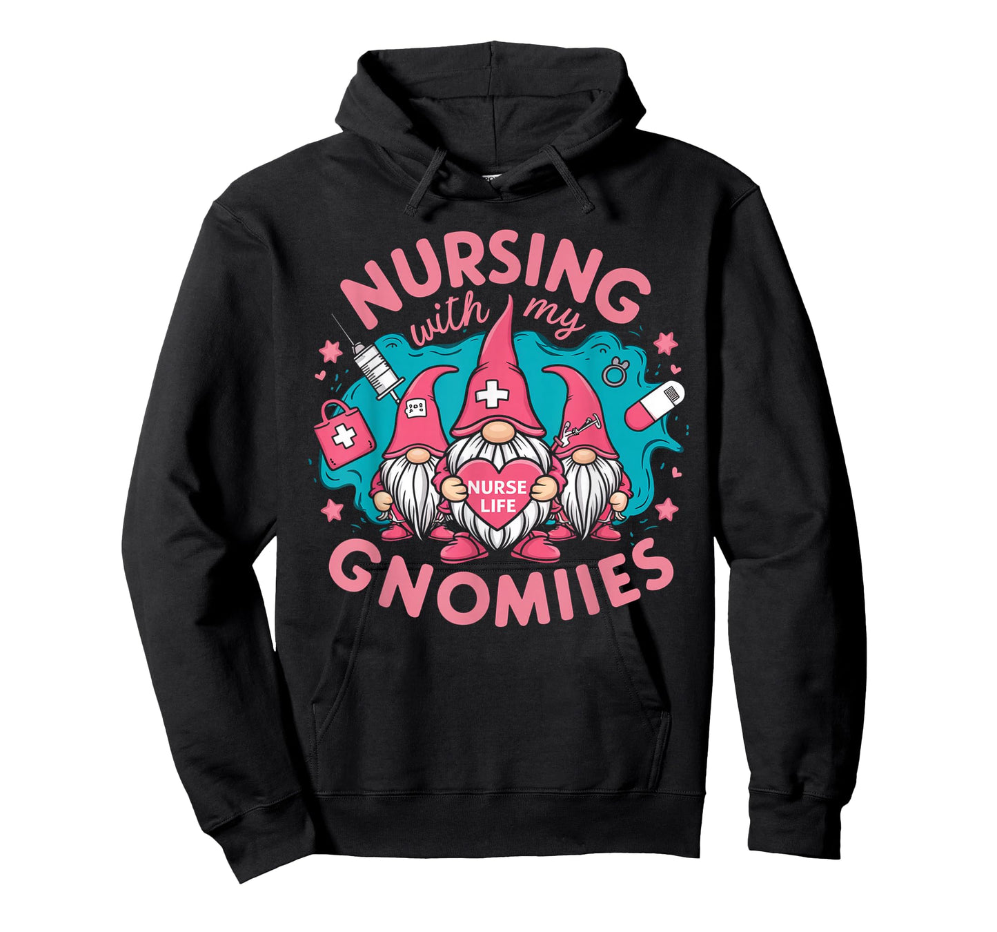 Cute Nursing With My Gnomies Gnome Nurse Life Valentines Day T-Shirt