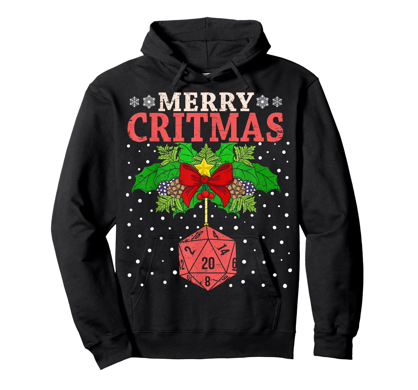 Merry Critmas 20 Sided Dice RPG Christmas Holiday Board Game T-Shirt