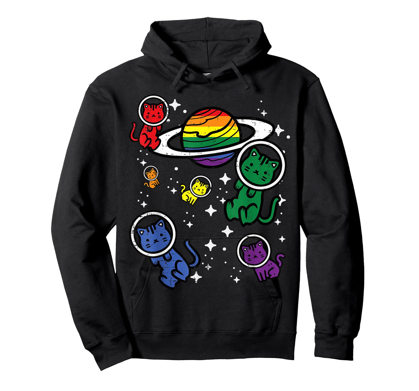 Gay Cats in Space Rainbow Pride Month LGBTQ Ally Women Girls T-Shirt