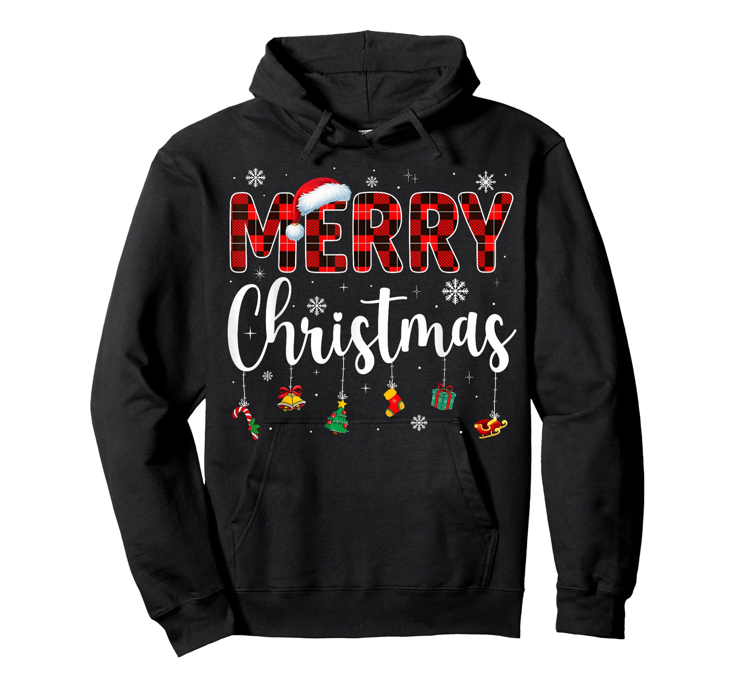 Merry Christmas Buffalo Plaid Red Santa Family Xmas Pajamas T-Shirt
