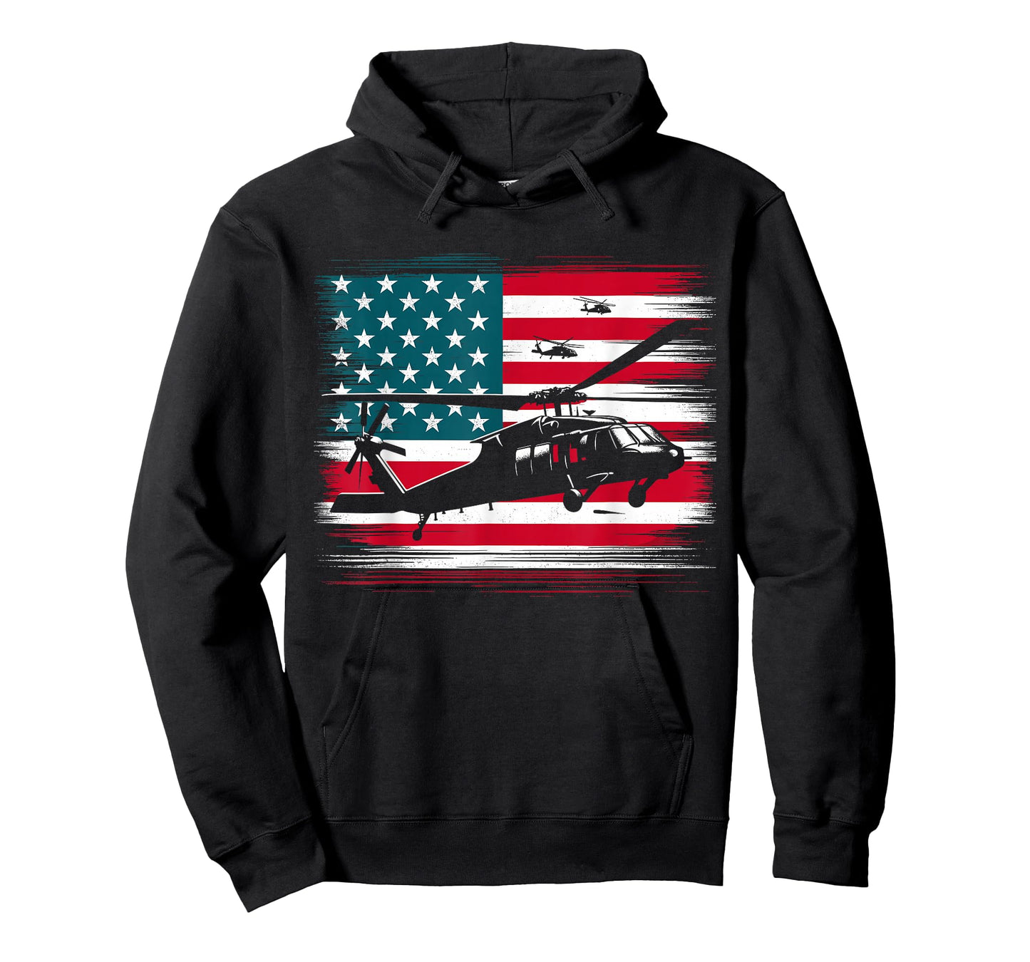 Helicopter USA Vintage Flag American Patriotic T-Shirt