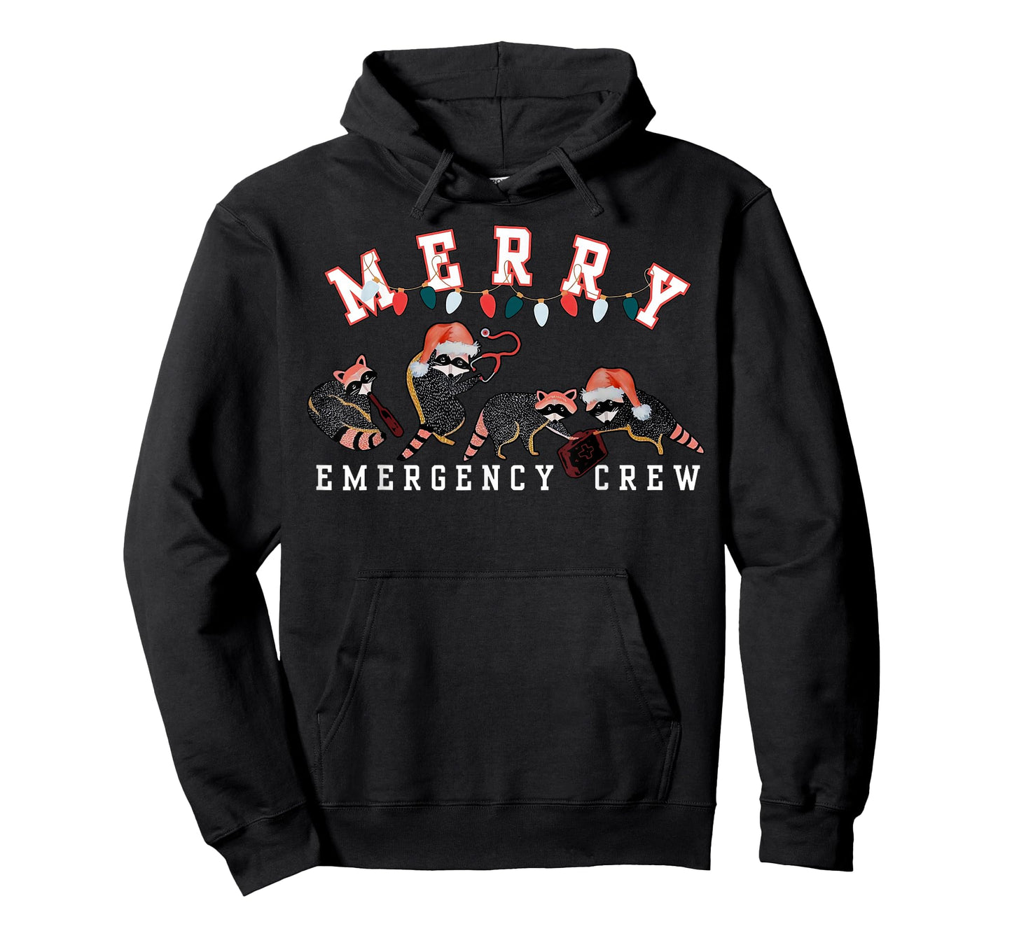 Cute Raccoon Emergency Nurse Crew Christmas ER Crew Nurse T-Shirt